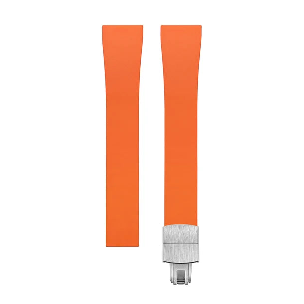 Cut-to-Size CTS FKM Rubber Watch Strap with Deployant Clasp